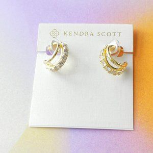 $68 kendra scott Livy Gold Huggie Earrings White Crystal New